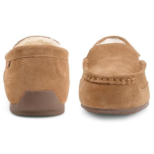 Parfeying Men's Indoor Outdoor Sheepskin Moccasins Slippers Memory Foam Driving Style Shoes thumbnail 4