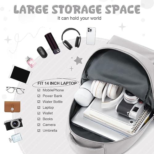 winspansy Small Backpack For School Girls Boys Aesthetic Lightweight Travel Daypack Simple Cute Backpack For Women Men College High School Bookbag Fit 14 Inch Laptop,Rrey Brown thumbnail 4