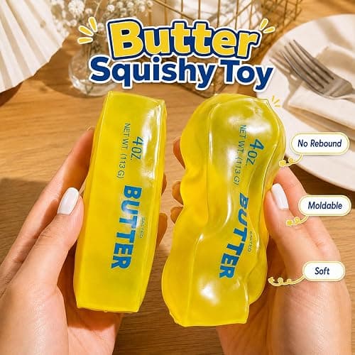 Coconut Oil Butter Squishy Toy, Butter Stick Stress Relief Squeeze Toy, Non-Rebound Moldable Sensory Fidget Toy, Soft Jelly Squishy Desk Toy for Teens Adults thumbnail 5