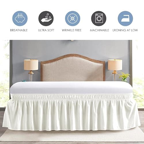 FreshCulture Elastic Wrap Around Bed Skirt - Easy Fit with 18-Inch Tailored Drop, Hotel Quality Dust Ruffle for Full Size Bed (Cream) thumbnail 5