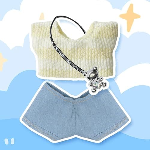 17cm Doll Clothes(NO Doll), Cute Dolls Outfit Accessories with Sweater + Denim Jeans + Pants, Small Kawaii Clothes Set for Dolls(Style 4) thumbnail 6