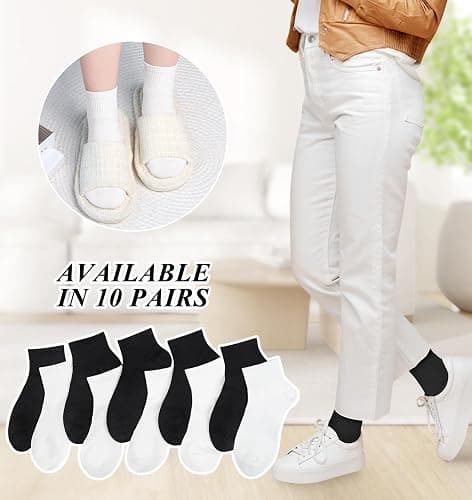YSense 10 Pairs Womens Ankle Socks, Cotton Crew Gym Athletic Running Quarter Socks Women Men thumbnail 5