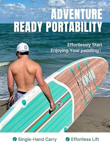 Niphean Inflatable Stand Up Paddle Board with SUP Accessories, Anti-Slip EVA Deck, 10’6’’ Inflatable Paddle Boards for Adults & Youth of All Skill Levels - Refreshing Mint Timber thumbnail 7