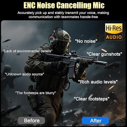 2.4GHz Wireless Gaming Headsets for PS5/PS4/Switch, 2026 RGB Noise Cancelling Over-Ear Headphones with 7.1 Surround Sound, 40mm Drivers, 276g Ultraligero, Memory Foam, 45H Xbox Gaming Headphones thumbnail 3