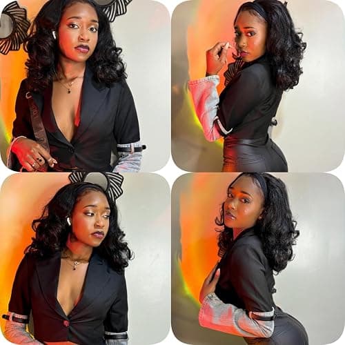 Quantum Love Yaki Curly Headband Wigs for Black Women - Kinky Straight Black Headband Curly Ends Synthetic Wear and Go Glueless Half Wig with Headbands Attached thumbnail 8