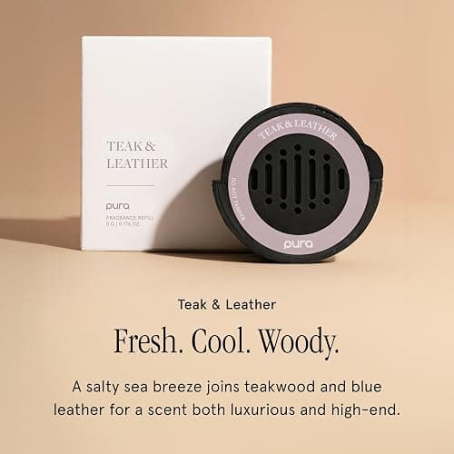 Pura Car Scent Refill - Fragrance for Pura Car Diffuser - Clean & Safe Luxury Diffuser Scent - Long-Lasting Fragrance for 30 Days of Aroma - Teak & Leather thumbnail 2