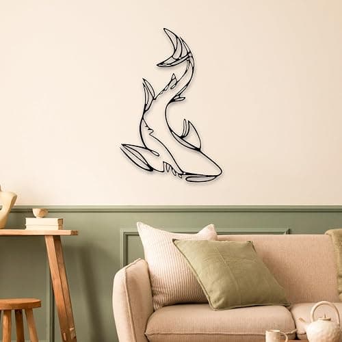 Xedatric Shark Metal Wall Decor – Striking Nautical Wall Sculpture for Bathroom, Room & Home – Durable Marine Animal Art, Rust-Resistant Coastal Decor & Unique Gift Idea thumbnail 5