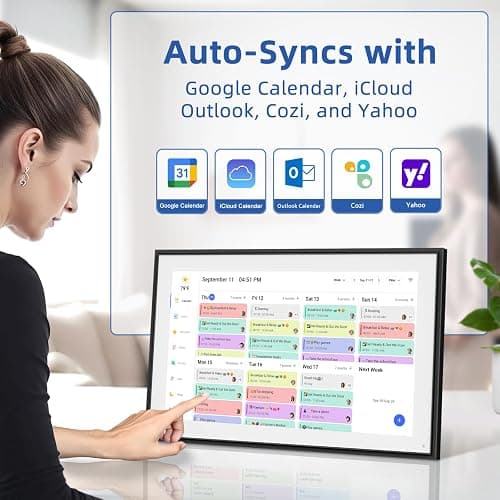 21.5 Inch Digital Calendar, Electronic Chore Chart, Smart Weekly and Monthly Planner 1920 * 1080P IPS Touchscreen Wall and Desk Calendar for Family Schedules, Black thumbnail 2