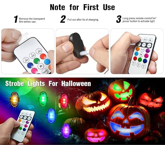 4PCS Wireless LED Strobe Lights with Remote Control, 8 Colors Rechargeable Led Lights Anti-Collision LED Emergency Warning Lights for Car Motorcycle Bike Drone Aircraft thumbnail 8