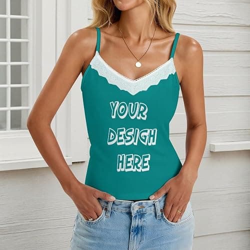Personalized Tanks for Women Custom Shirt Sleeveless V-Neck Design Your Own Photo Text Front/Back Print Gift thumbnail 2