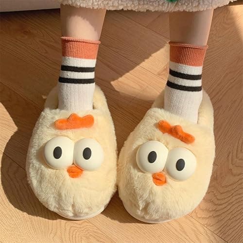 Jfxgjuv Chicken Slippers, Chicken Feet Slippers, Cute Soft Memory Foam Slip On Fuzzy Warm Cozy Plush Non-Slip Indoor Outdoor House Home Shoes for Women Men Teens thumbnail 3