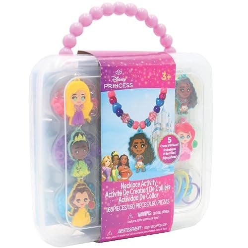Disney Princess Necklace Activity Case – Jewelry Making Kit with Beads, Charms & Strings – Create Custom Princess Necklaces – Craft Gift for Girls Ages 3+ – Portable Storage Case Included thumbnail 4