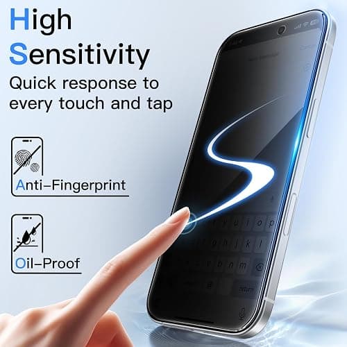 JETech Privacy Screen Protector for iPhone 17 Pro, 2-Pack | Anti-Spy Privacy Protection, Tempered Glass, Easy Installation Tool, Anti-Scratch Design thumbnail 6