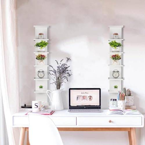 2 Pack 7 Tier Wall Shelf Unit - 43" Lack Floating Shelf, Compact Display Floating Shelf, Vertical Column Wall Decor Mount Floating Storage Organizer Tall Tower Shelf for Bedrooms, Living Rooms thumbnail 5