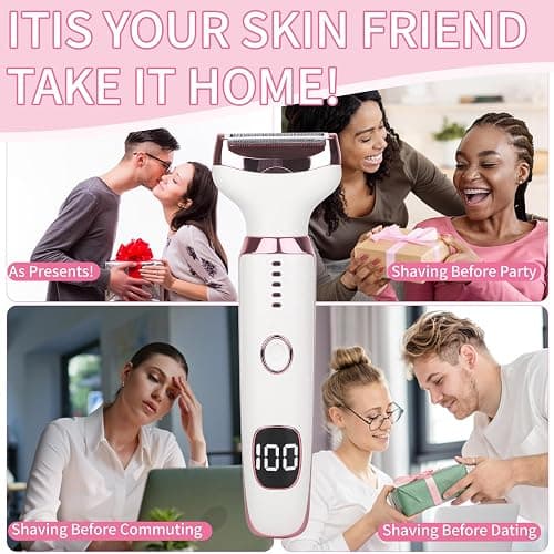 Beanify Electric Razors LED Display for Women Men, 2025 Wet/Dry Lady Electric Shaver,4 in 1 Cordless Hair Remover with IPX7 Waterproof,Smooth & Silky Portable Bikini Electric Grooming Set thumbnail 8
