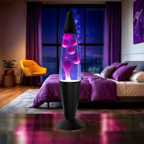 JAMBO 16" Beautiful Lamp- Purple with White/Pink Wax, Relaxing Liquid Lamp for Living Room Office Bedroom Adults Teens Kids, Magma Light, Night Light Nightlight, Home Decor thumbnail 3