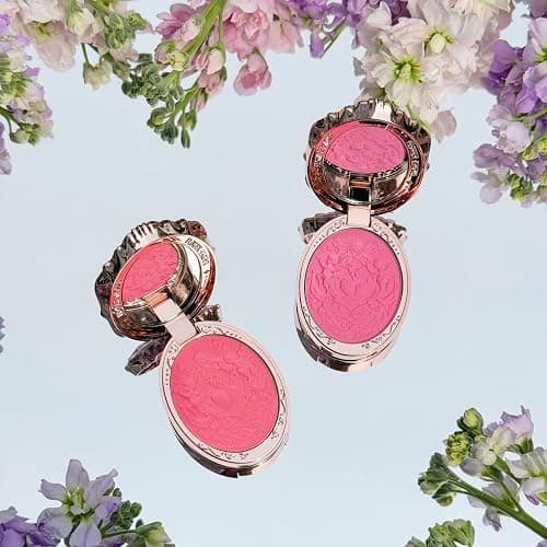 Flower Knows Strawberry Rococo Embossed Blush,Mauve Berry Rose Matte Powder Blush for Cheeks,Buildable & Blendable Face Makeup,Long-Lasting Cute Make Up for Women & Girls,0.16 Oz(G02 Little Cranberry) thumbnail 7