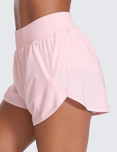 CRZ YOGA Dolphin Flat Waist Athletic Shorts for Women 3" - High Rise Quick Dry for Running Workout Gym Track with Zip Pockets thumbnail 4