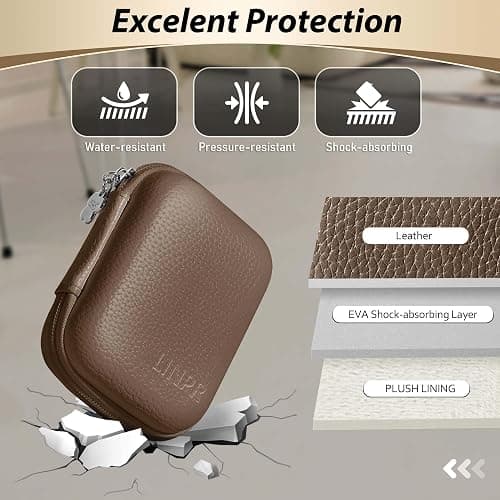 Linpr Digital Camera Case for CAMKORY, KODAK PIXPRO FZ45/FZ55, Canon IXUS 285 HS, Lecran, Small Travel Compact Camera Holder with Mesh Pocket for Accessories SD Card (Brown) thumbnail 5