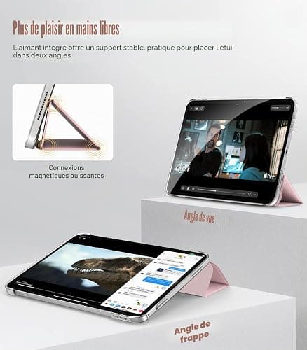 TiMOVO Coque pour iPad A16 11 Pouces/10ème Gén 10,9", Rose Clair | Légère Housse, Arrière Translucide en PC, Réveil/Sommeil Auto thumbnail 4