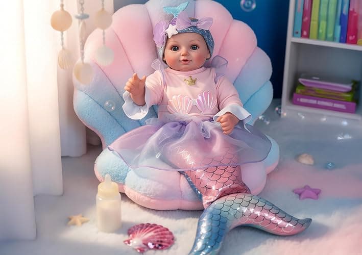 BABESIDE Mermaid Baby Doll Girl, 15-Inch Realistic Soft Baby Dolls with Shiny Mermaid Tail & Accessories, Cute Mermaid Toys for Girls Ages 3-10 Kids, Christmas, Birthday thumbnail 2