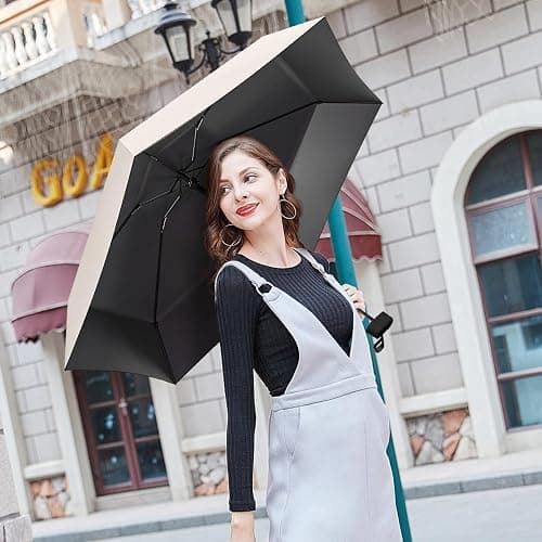 Trenovo Travel Mini Compact Folding Umbrella with Case - UV Sun & Rain Protection, Lightweight Portable Pocket Umbrella for Women Men Kids, Fits Purse Backpack thumbnail 5