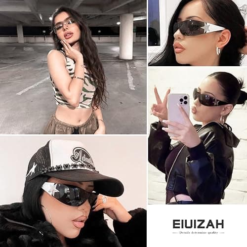 Eiuizah Y2k Sunglasses for Women Men Shield Wrap Around Fashion Sunglasses Trendy Oversized Frameless Sun Glasses thumbnail 6