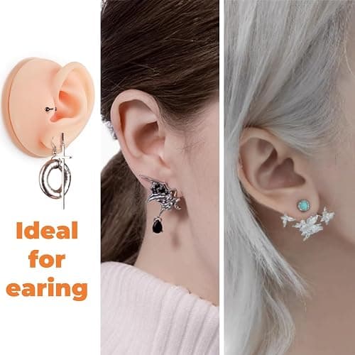 Acshio 7 Pack Silicone Piercing Model, Soft Silicone Flexible Model Body Parts Displays Set, 3D Simulation Body Pierce Tool Kit with Ear Eye Nose Mouth Tongue Navel for Novice Piercer thumbnail 5