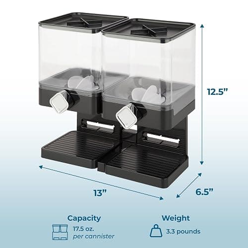 Honey-Can-Do Zevro Compact Dry Food Dispenser, Dual Control, Black/Chrome thumbnail 3