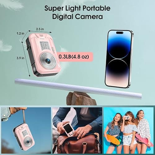4K Underwater Camera, 64MP 16FT Waterproof Digital Camera with 16GB Card, Autofocus Floatable Waterproof Camera with IPS HD Screen, 16X Digital Zoom, Fill Light, for Surfing,Snorkeling,Swimming,Pink thumbnail 8