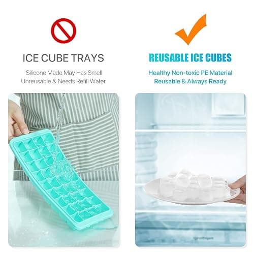 Nonley Reusable Ice Cubes, 20 Pack Refreezable Plastic, BPA Free, Chills Drinks Without Diluting, Washable Fake Ice Cubes for Cocktails, Wine, Beer or Coffee, Easy To Use thumbnail 5