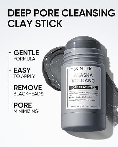 SKINTIFIC Deep Pore Cleansing Blackhead Remover Face Mask Stick, Mud Mask with Natural Alaska Volcano Clay, Gentle Exfoliating, Smoothing Skin, Non-Drying, Skincare Facial Mask thumbnail 4