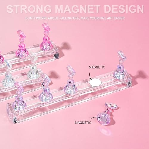 Fandamei Nail Stand, 3 Set Nail Art Stand for Press On, Nail Holder for Painting Nails, Press on Nail Stand for Practice, Magnetic Acrylic Nail Design Stand for Display with Double-sided Tape thumbnail 3