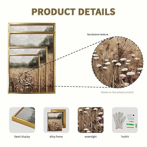 AIMAILON Vintage Gold Canvas Wall Art Framed Decor for Study Room Bedroom Classical Relaxing Young Lady Picture Victorian Summer Pond Lotus Background Artwork Desktop Home Decoration 8x10 thumbnail 4