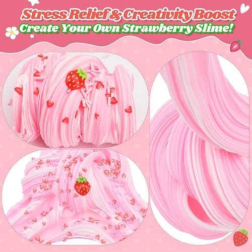 Strawberry Butter Slime, 7 oz. Scented Slime Kit Toys Cute Preppy Stuff for Girls Boys Kids, Cool Teen Girls Birthday Gifts Party Favors Stocking Stuffers thumbnail 5