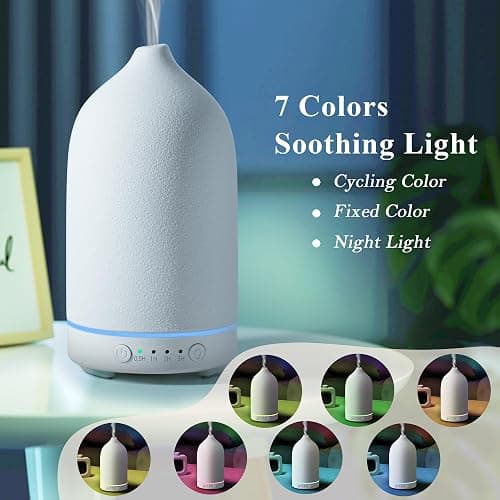Diffuserlove Ceramic Diffuser 160ML Essential Oil Diffusers for Home Room Air Humidifier Cool Mist Electric Diffuser for Bedroom White(Size:6.8"H x 3.6"W) thumbnail 4