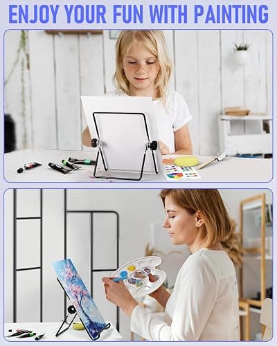 Nicpro Kids Paint Set, 34PCS Painting Supplies Kit Non Toxic,12 Colors Acrylic Paint, Table Easel, 6 Canvas Panels, 10 Brushes, Paper Pad, Sponge, Color Wheel, Palette for Adult Toddlers Beginner thumbnail 7