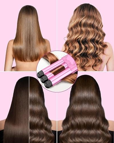 BESTOPE RAY Hair Curler 25mm, 3 Barrel Hair Waver with 30s Quick Heating, Curling Iron with 2 Temperature Control, Heat-Resistant Glove for Long Medium Short Hair thumbnail 5
