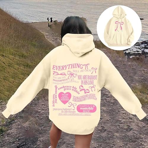 XovLAHzY Cute Hoodies For Women Y2K Oversized Fleece Long Sleeve Graphic Print Sweatshirts Fall Casual Loose Workout Tops thumbnail 2