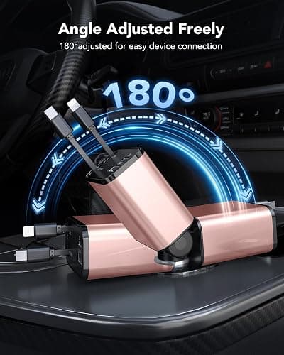 69W Retractable Car Charger, 4-in-1 Fast Car Phone Charger with 2.6ft Two Retractable Cables and USB C+USB A Car Charging Block Cube, Compatible with iPhone 14 15 16 17 Pro Max Plus,Galaxy,Pixel(Pink) thumbnail 6