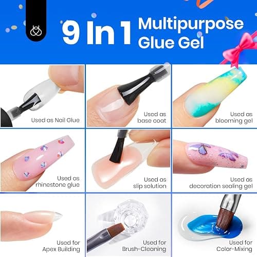 beetles Gel Polish 9 In 1 Gel Nail Glue for Clear Acrylic Nail Tips 2 Pcs 15ml Long Lasting Nail Gel Kit for False Nails Tips, Base Blooming Nail Gel, Fall Halloween Nails, U V Light Required thumbnail 4