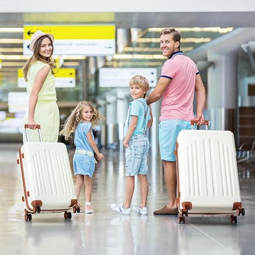 Karl home Luggage Sets 3 Piece, ABS Hardside Suitcase Set with Double Spinner Wheels & TSA Lock for Travel Business, 3-Piece Set (20/24/28), White & Brown thumbnail 2