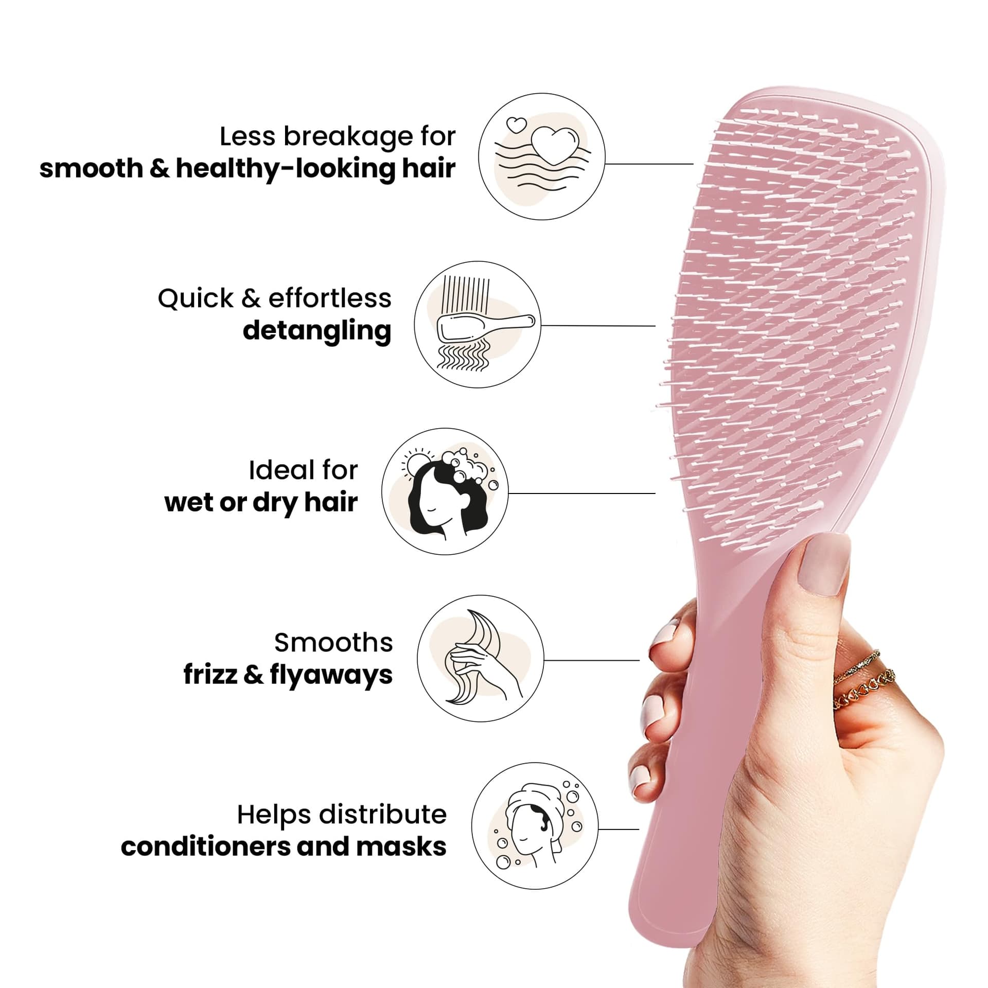 Tangle Teezer Wet Detangler Hairbrush - Millennial Pink thumbnail 4