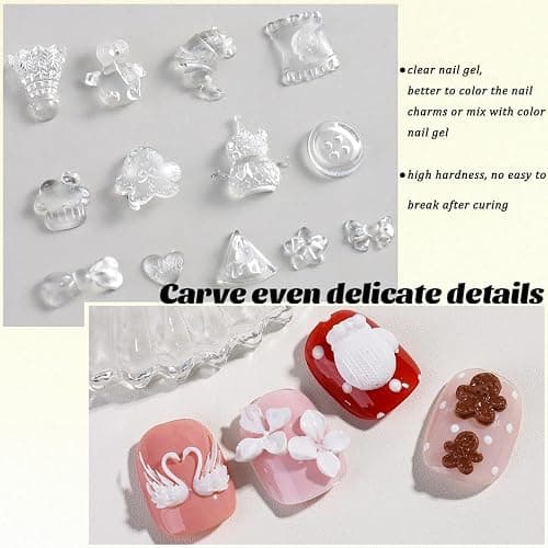 Fcozpjk 3D Sculpting Gel, 15g Clear Molding Gel for Silicone Nail Charms Molds Quick Dry Gels Glue Modeling Carving Flowers Design Nail Charms DIY Home Manicure Salon Supplies UV/LED Cure Needed thumbnail 4