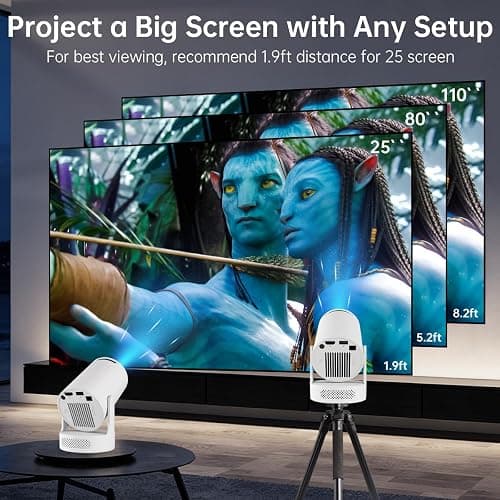 Xorytin Projector with WiFi and Bluetooth, Mini Projector with Built-in Apps, 4K Supported Smart Portable Projector, 210° Rotatable, Auto Vertical Keystone, 5W Speaker, 200 ANSI thumbnail 6