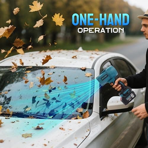 Leaf Blower Cordless, 21V 350,000RPM Portable Dust Cleaner Handheld Leaf Blower w/ 5.0Ah Batteries & Charger, Lightweight Blower for for Lawn, Yard, Patio, Sidewalk and Car Cleaning thumbnail 7