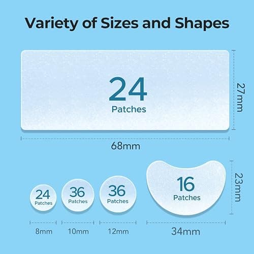 TKTK Large Pimple Patches for Face & Body, 68x27mm, 5 Sizes 136 Count | XL Hydrocolloid Bandage, Acne Patches Absorb Breakouts for Forehead, Chin, Nose, Chest and Back, Gentle on Sensitive Skin thumbnail 7