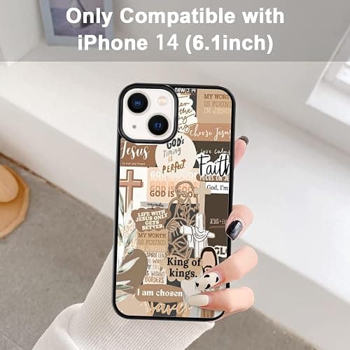 MMYAJT Classic Religious Sayings Christian Phone Case Fit for iPhone 14 — TPU Brown Aesthetic Cross God Jesus Phone Cover Gift for Boy Girl Men Women thumbnail 7