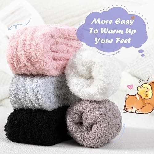 Pleneal Fuzzy Socks for Women - Soft Fluffy Slipper Socks Women, Winter Warm Plush Sleeping Sock thumbnail 6