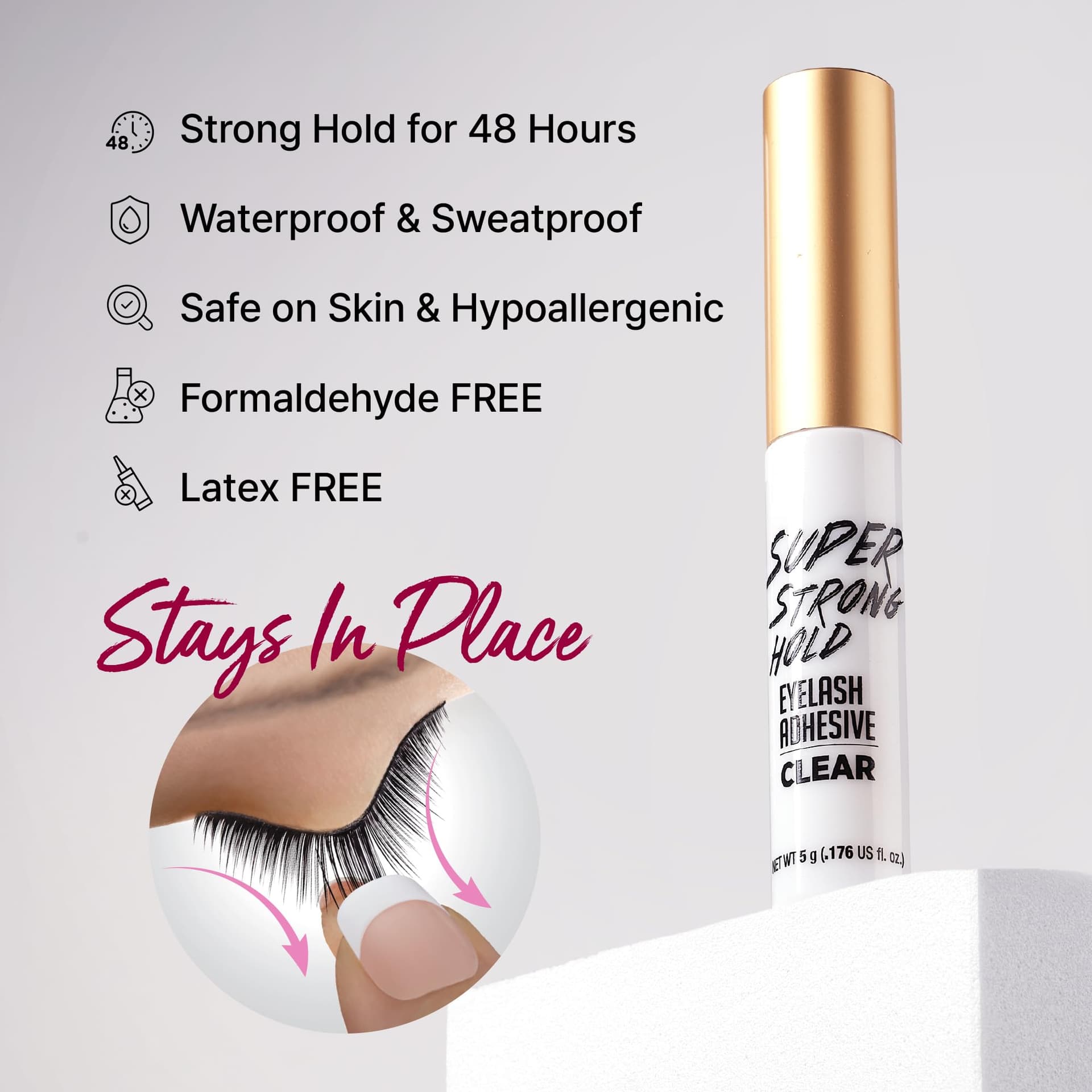Kiss I Envy Super Strong Hold Eyelash Adhesive Latex Free [Clear] Kpeg06 - 0.18 Fl Oz (Pack of 1) - Clear thumbnail 2